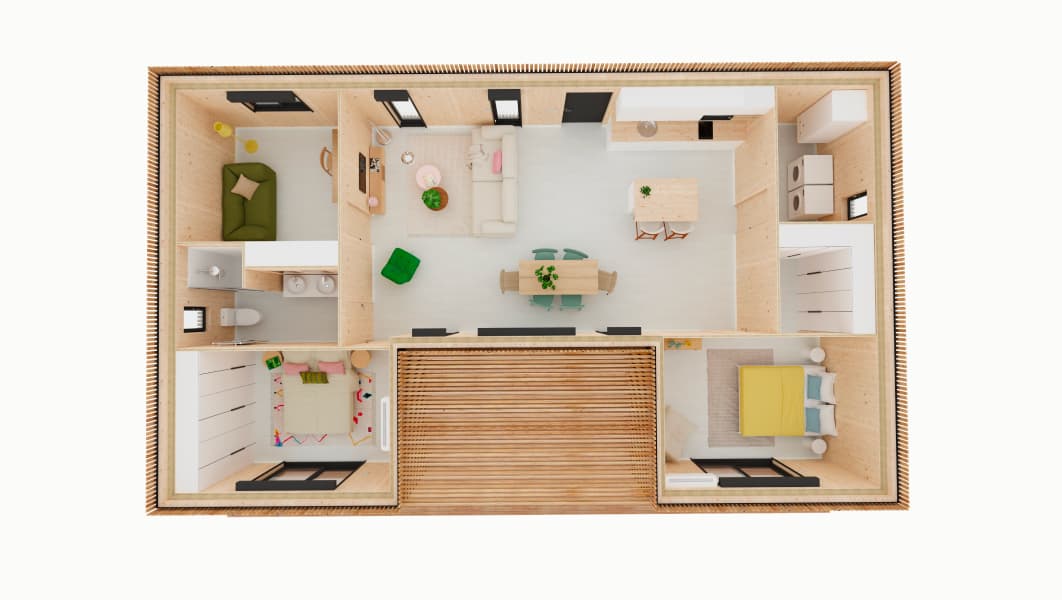 Plan 3D du modèle MI80, 80 m² plain-pied